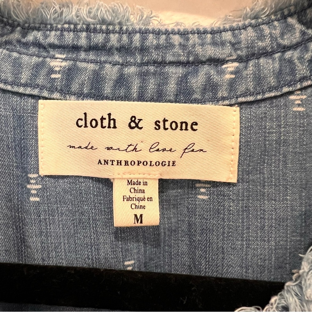 Anthropologie Cloth & Stone MaryLou Chambray Shirtdress Women’s Sz M coastal - Picture 2 of 7